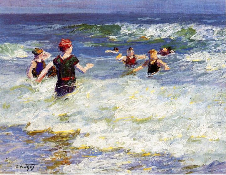 In the Surf painting - Edward Potthast In the Surf art painting
